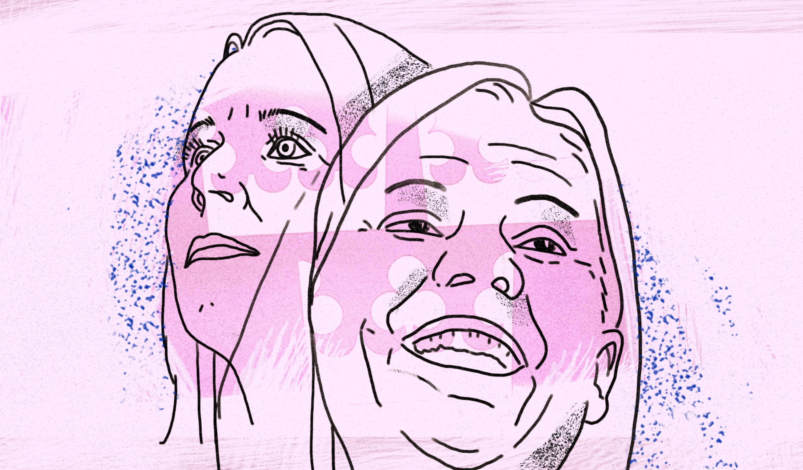 Stiliserad bild av Annie Lööf och Magdalena Andersson