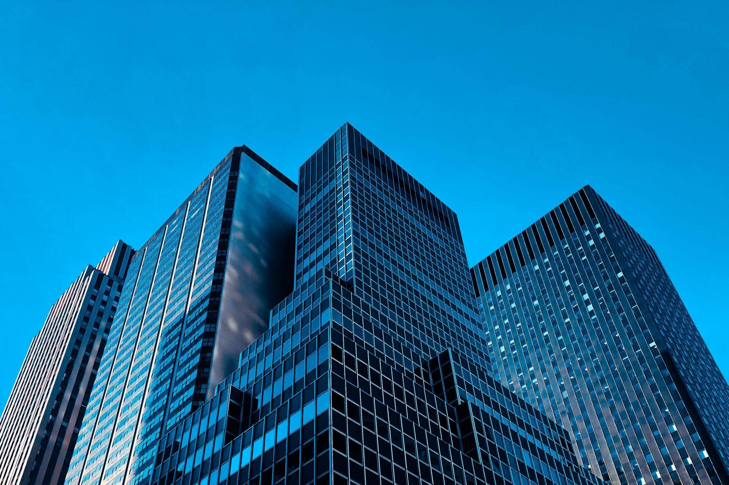 skyscrapers against blue sky