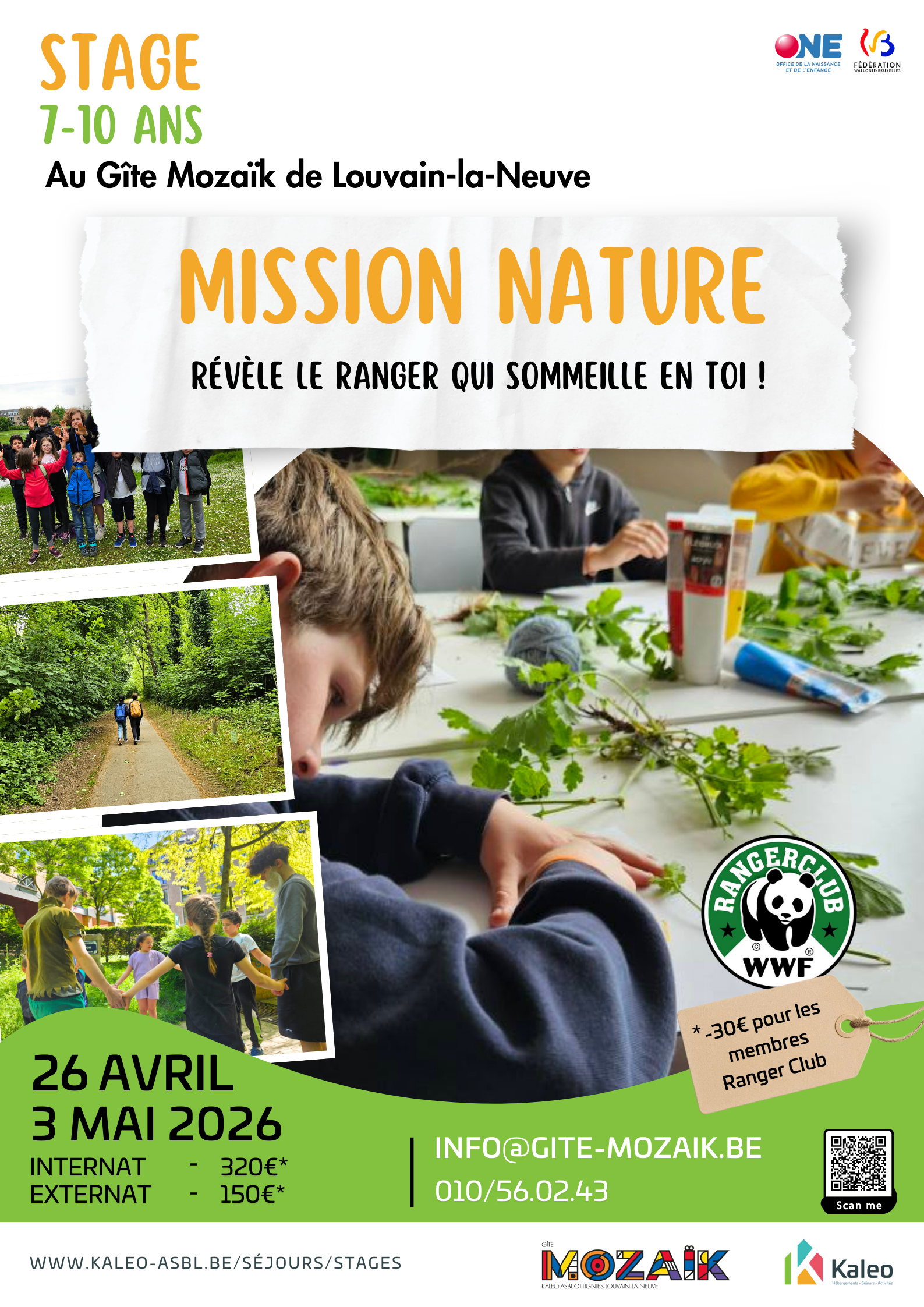 Stage jeunesse Mission-Nature au gîte Kaleo Louvain-la-Neuve avec la WWF.