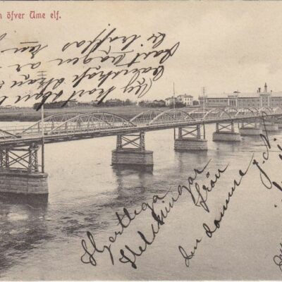 Umeå. Bron öfver Ume elf
Poststämplat 23/1 1907
Ägare: Ivar Söderlind
9x14