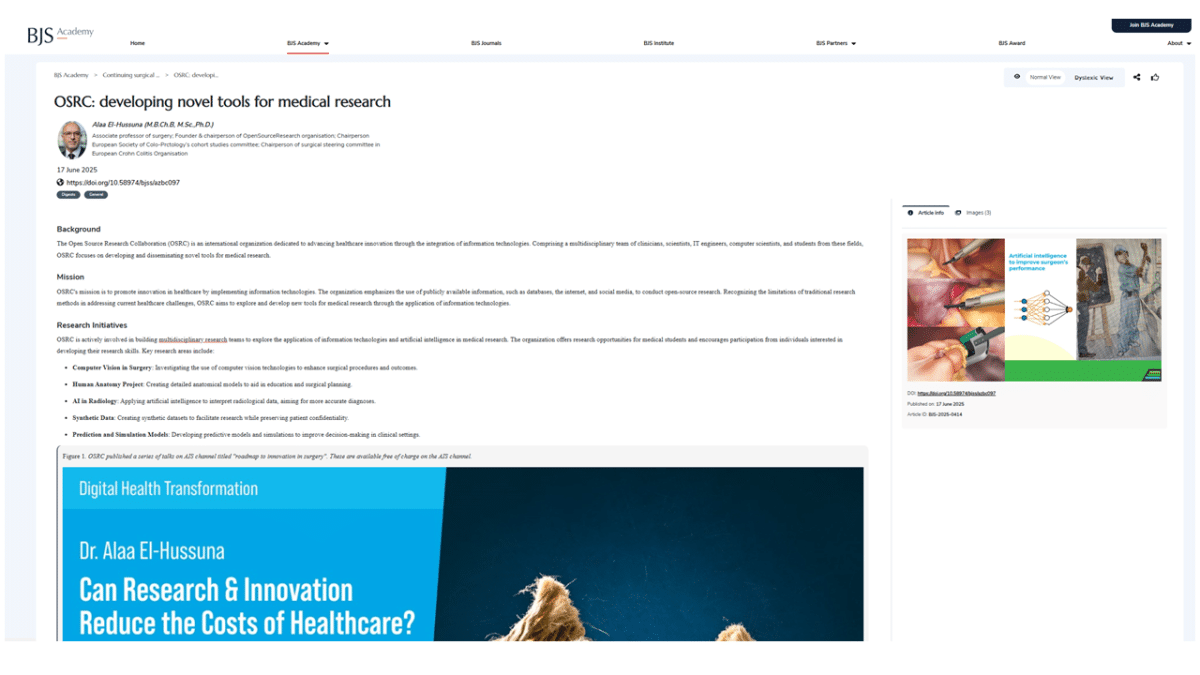 OSRC: developing novel tools for medical research