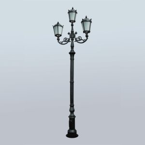 Lamppost, street lamp “Tulip”; 3 lanterns H410