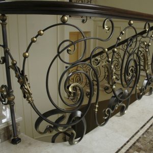 Wrought iron balustrade with wooden handrail “Dance”
