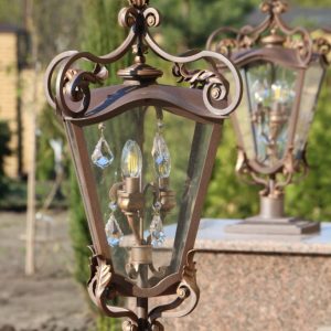 Wrought iron gate lamp Pine cone