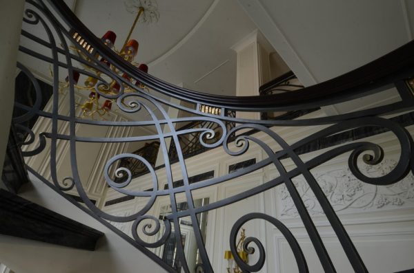 Wrought iron spiral staircase and balustrade “Waterfall” detail