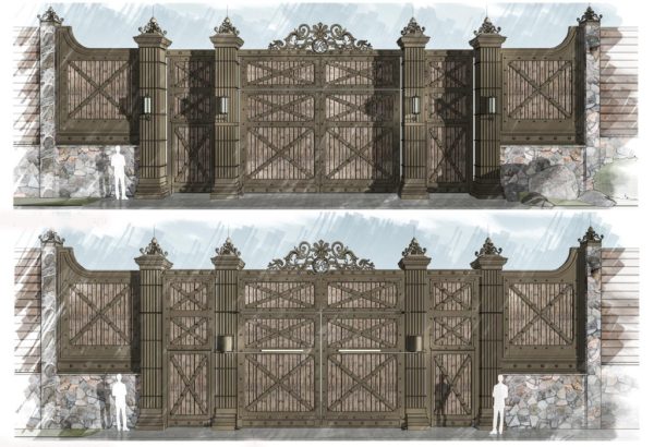 Wrought iron entrance gate 'IronWood'