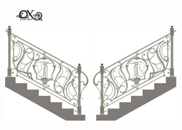 Wrought iron railing 'Art Nouveau'