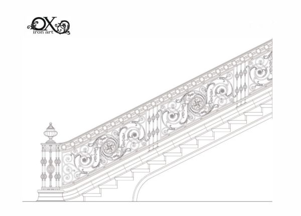 Wrought iron stair railing 'Majesty'