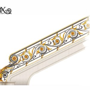 Wrought iron stair railing 'Art Deco'