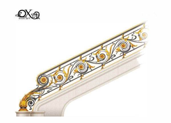 Wrought iron stair railing 'Art Deco'