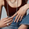 Blue jeans and silver jewellery
