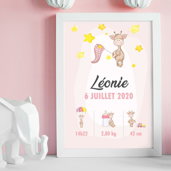 Affiche naissance Girafe