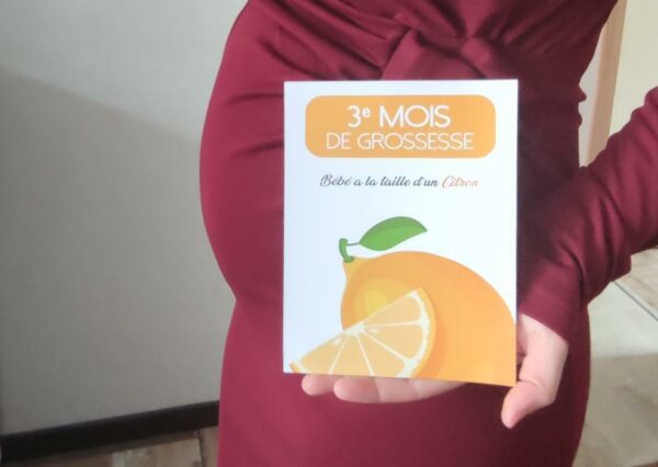 Cartes étapes annonce grossesse fruit