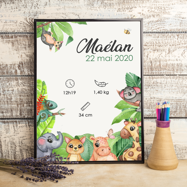 Affiche naissance Jungle