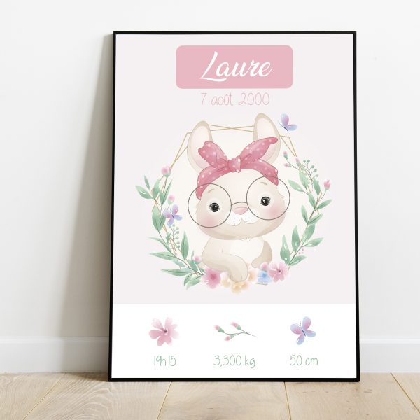 Affiche naissance Lapin
