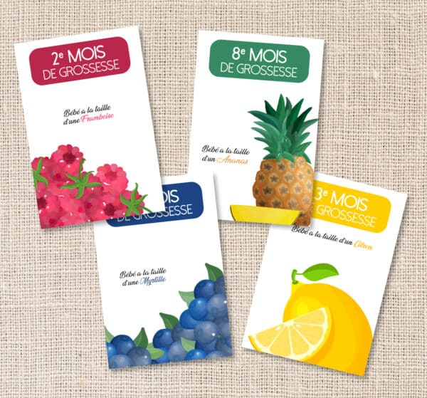 Cartes étapes grossesse fruit