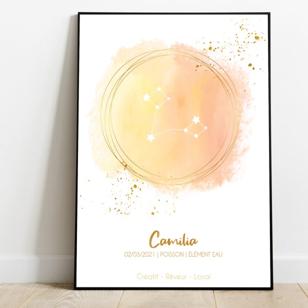 Affiche Astrologie Voie lactée jaune
