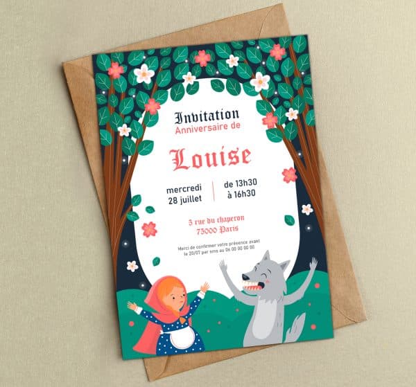 Invitation anniversaire petit chaperon rouge