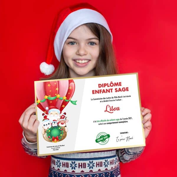 Diplôme enfant sage affiche de Noël