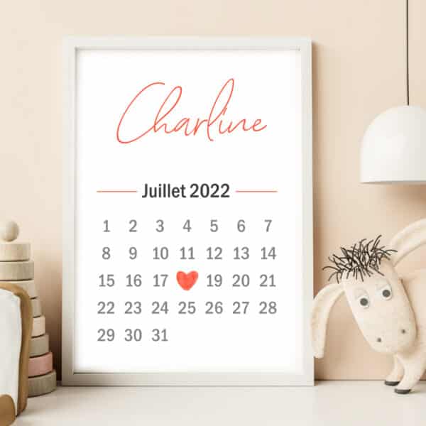 affiche prénom calendrier