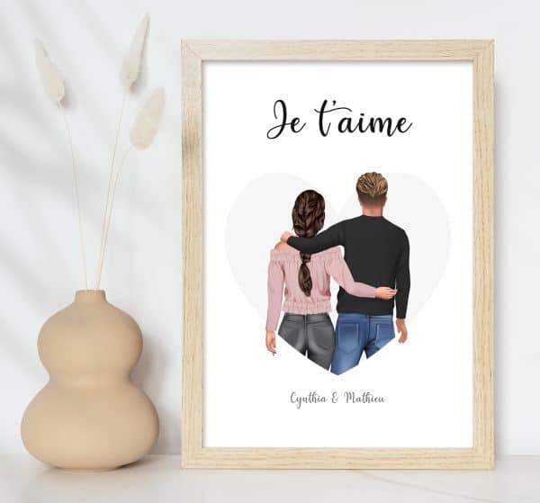 Affiche portrait couple personnalisé