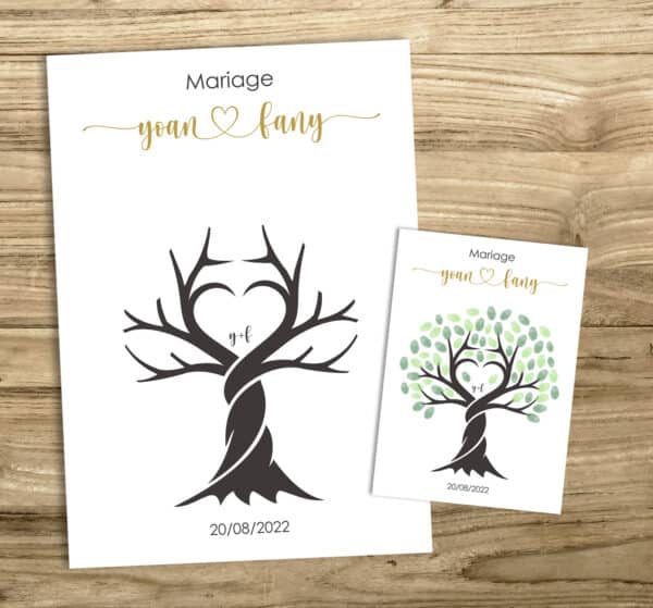 Arbre à empreintes coeur mariage