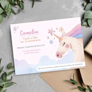 Invitation anniversaire Licorne