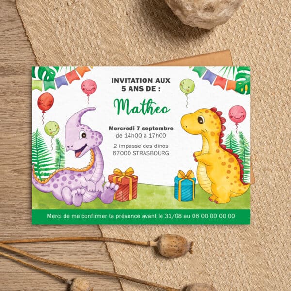 Invitation anniversaire dinosaure