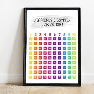 affiche éducative J'apprends à compter jusqu'à 100