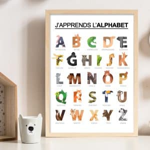 affiche l'alphabet abécédaire des animaux