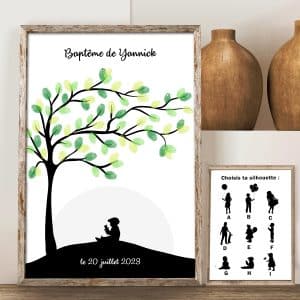 silhouettes arbre à empreintes silhouette enfant anniversaire baptême communion