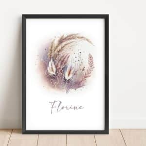 Affiche prénom florale fille personnalisée