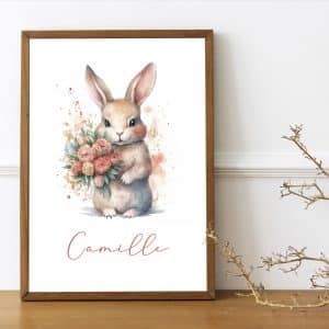 Affiche prénom lapin aquarelle