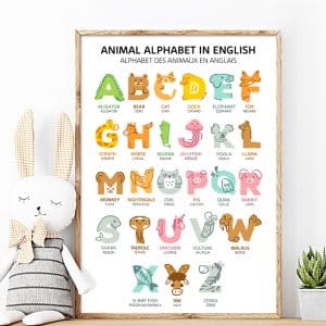alphabet des animaux en anglais