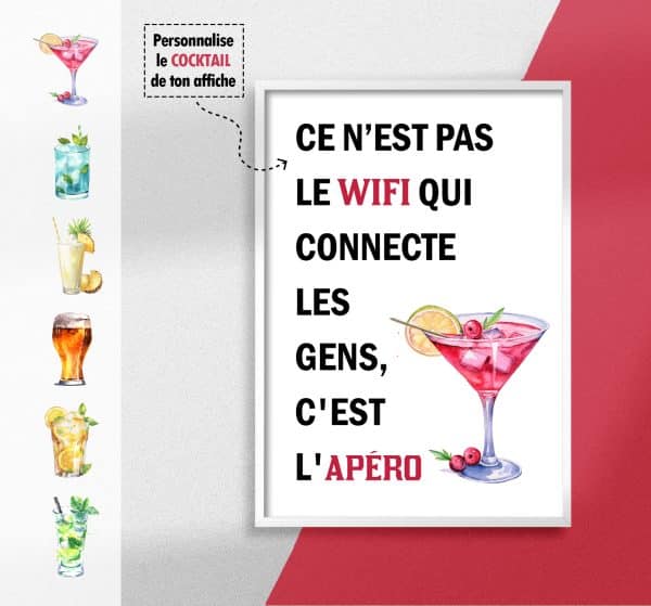 affiche cocktails citation personnalisable