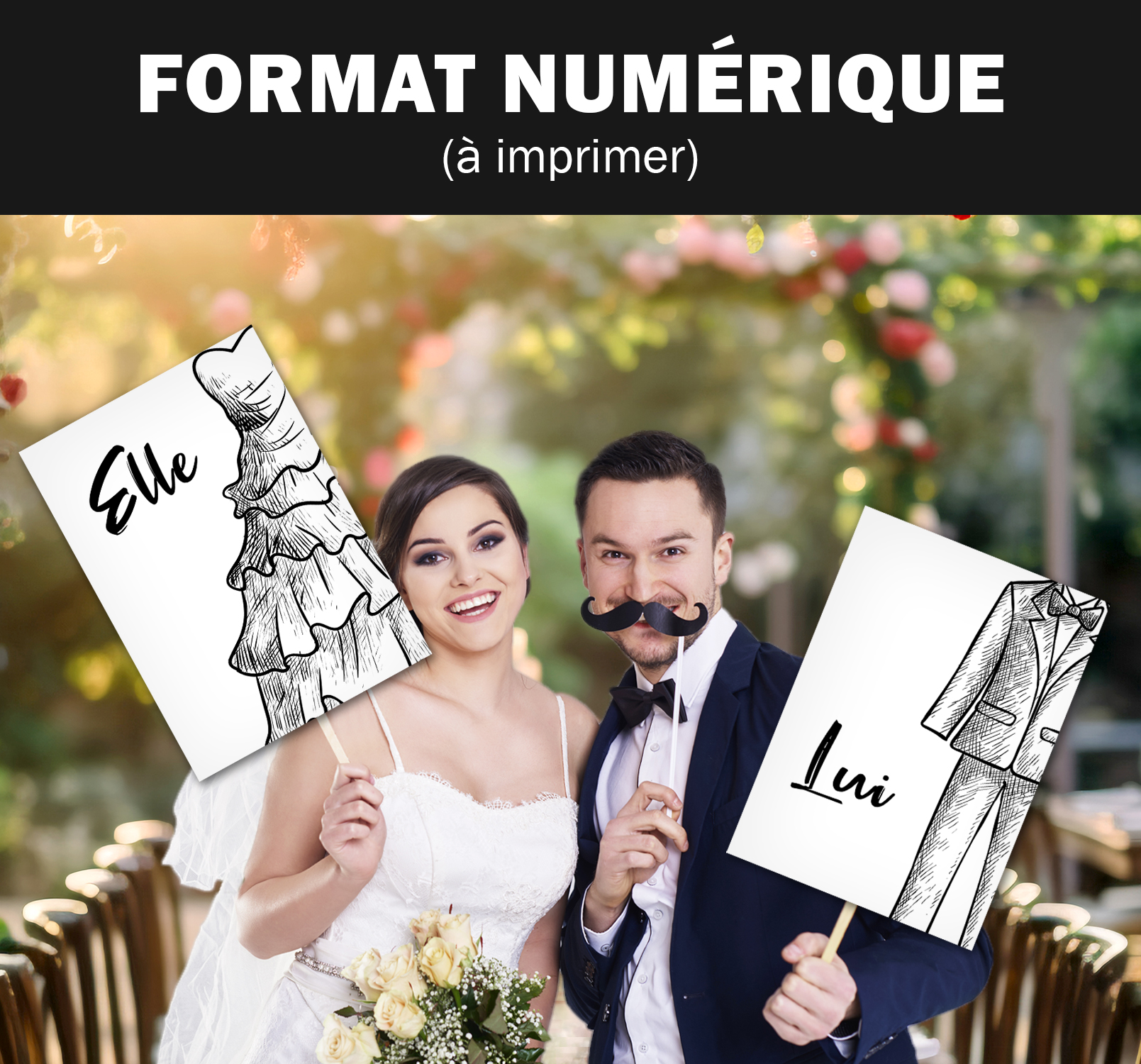 Jeu mariage elle et lui Pancartes Jeu mariage elle et lui