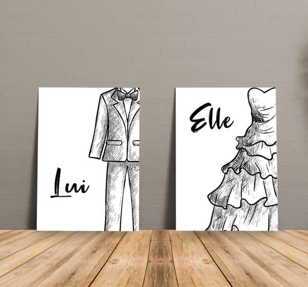 Pancartes Jeu mariage elle et lui