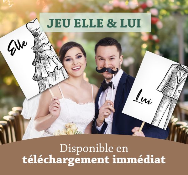 Jeu elle et lui mariage à imprimer