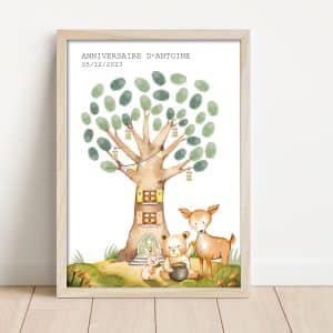 arbre à empreintes anniversaire animaux de la forêt