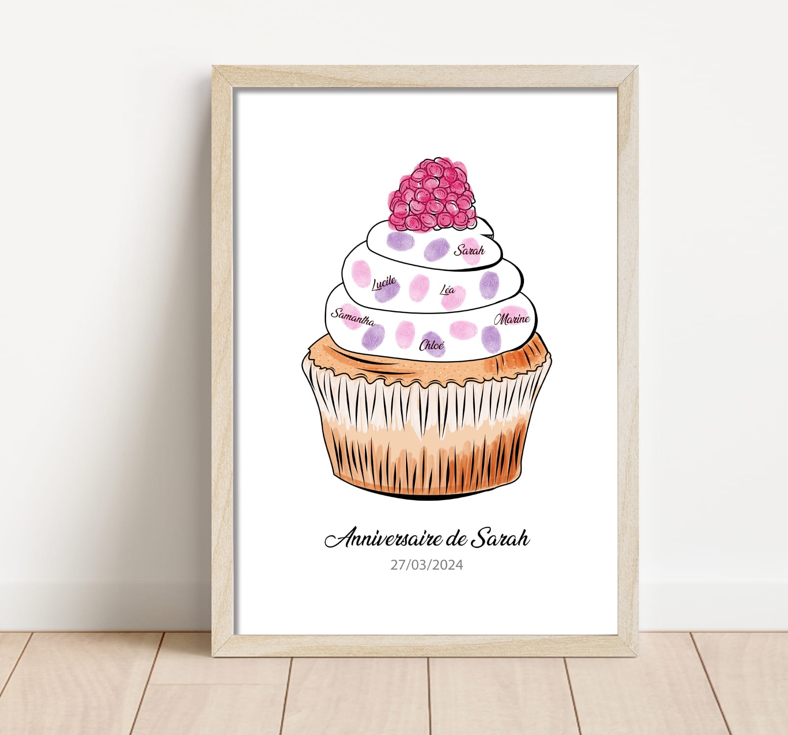 Arbre à empreintes cupcake anniversaire