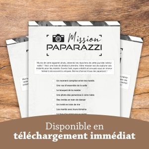 Jeu défi photo mission paparazzi mariage à imprimer