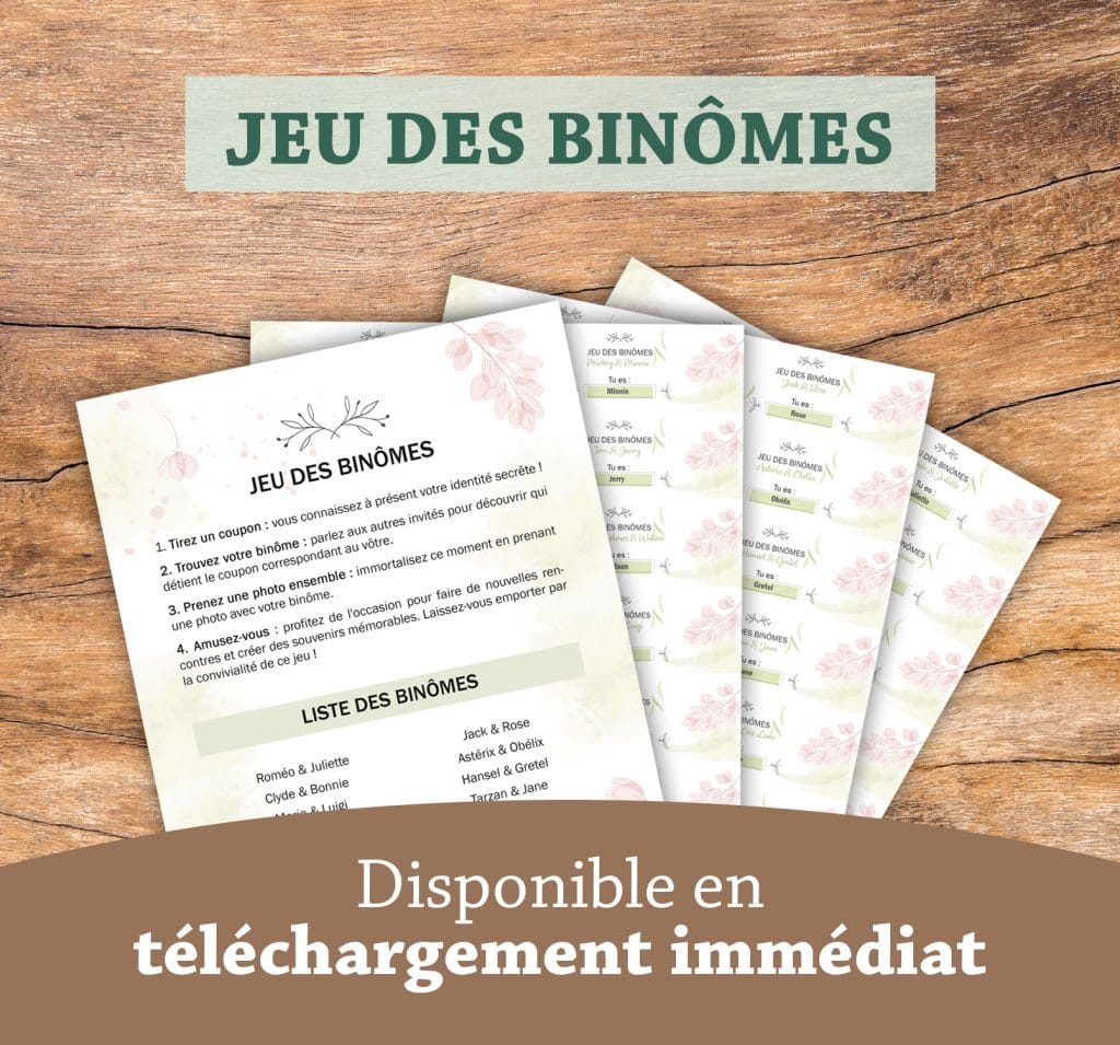Jeu Des Binômes - Kit De 20 Cartes 10x15 Cm Avec Stickers à Gratter, Pour Mariage, Anniversaire - 5