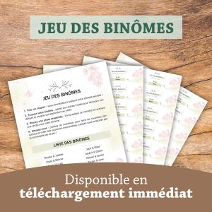 Jeu des binômes mariage à imprimer