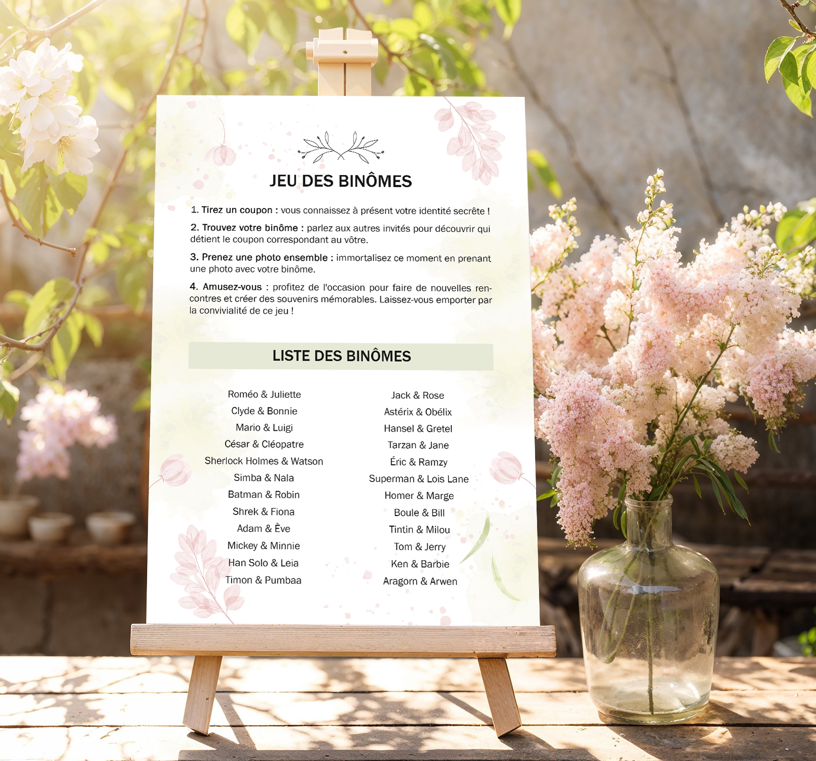 Jeu Des Binômes - Kit De 20 Cartes 10x15 Cm Avec Stickers à Gratter, Pour Mariage, Anniversaire - 7