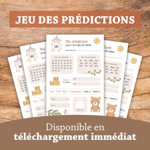 Jeu des prédictions bébé à imprimer babyshower gender reveal