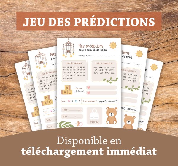 Jeu des prédictions bébé à imprimer babyshower gender reveal