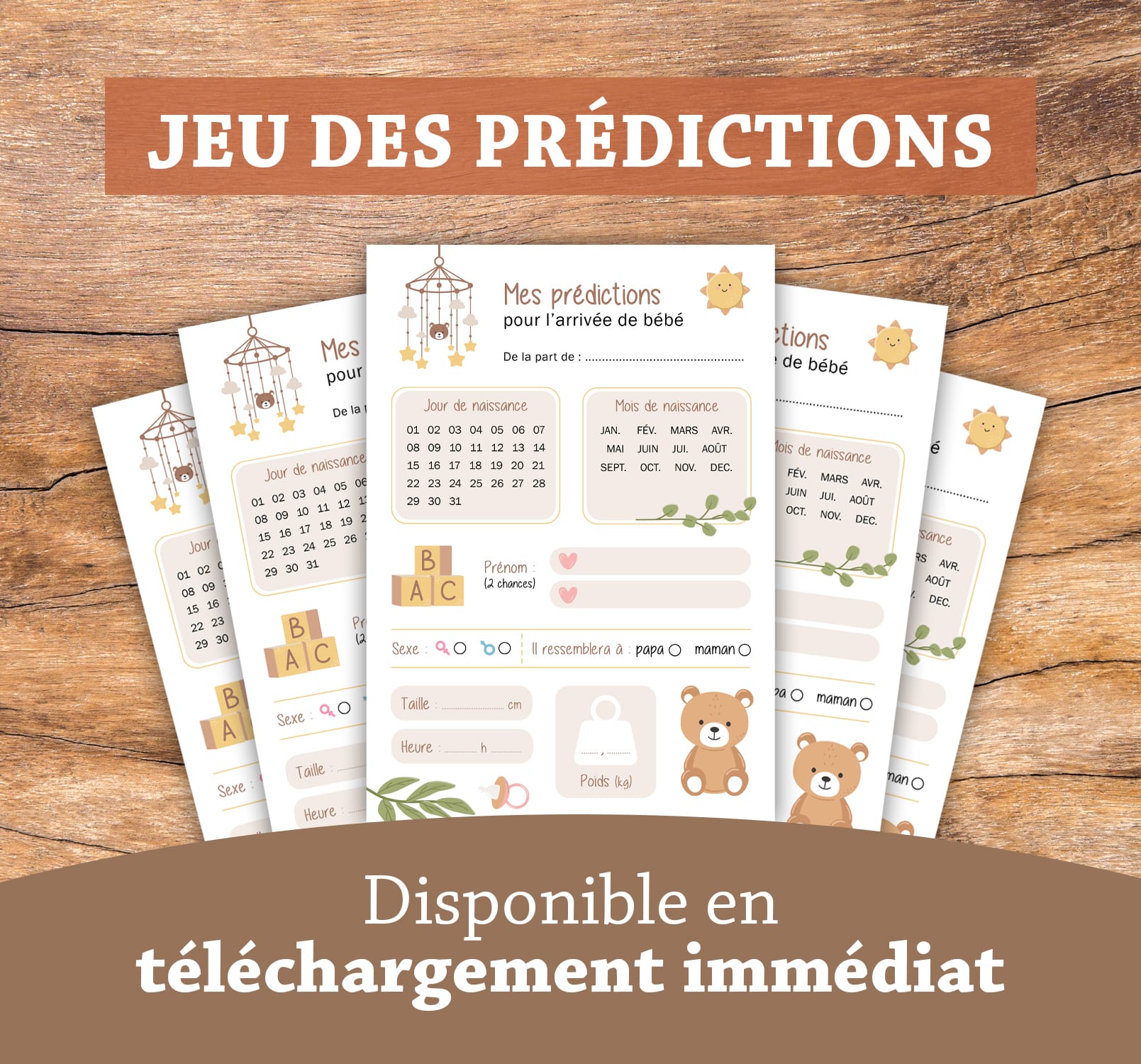 Jeu des prédictions de bébé Jeu des prédictions bébé à imprimer babyshower gender reveal
