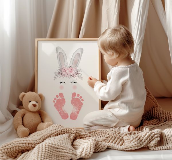 Affiche empreintes lapin de pâques 1er paques bébé