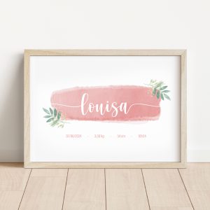 Affiche naissance personnalisée aquarelle