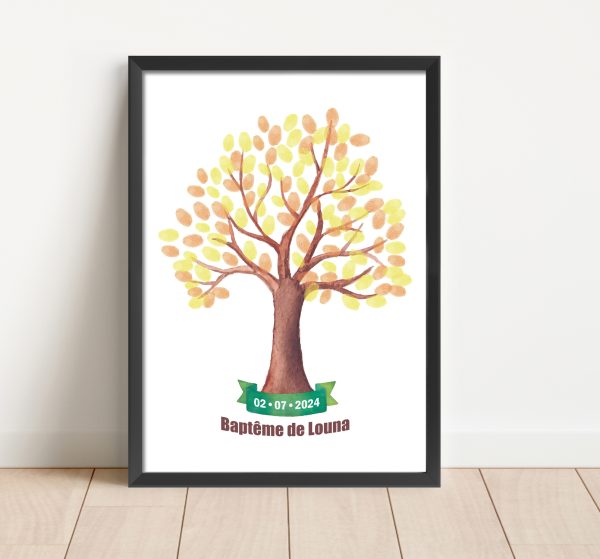 Arbre à empreintes dessin aquarelle mariage anniversaire baptême